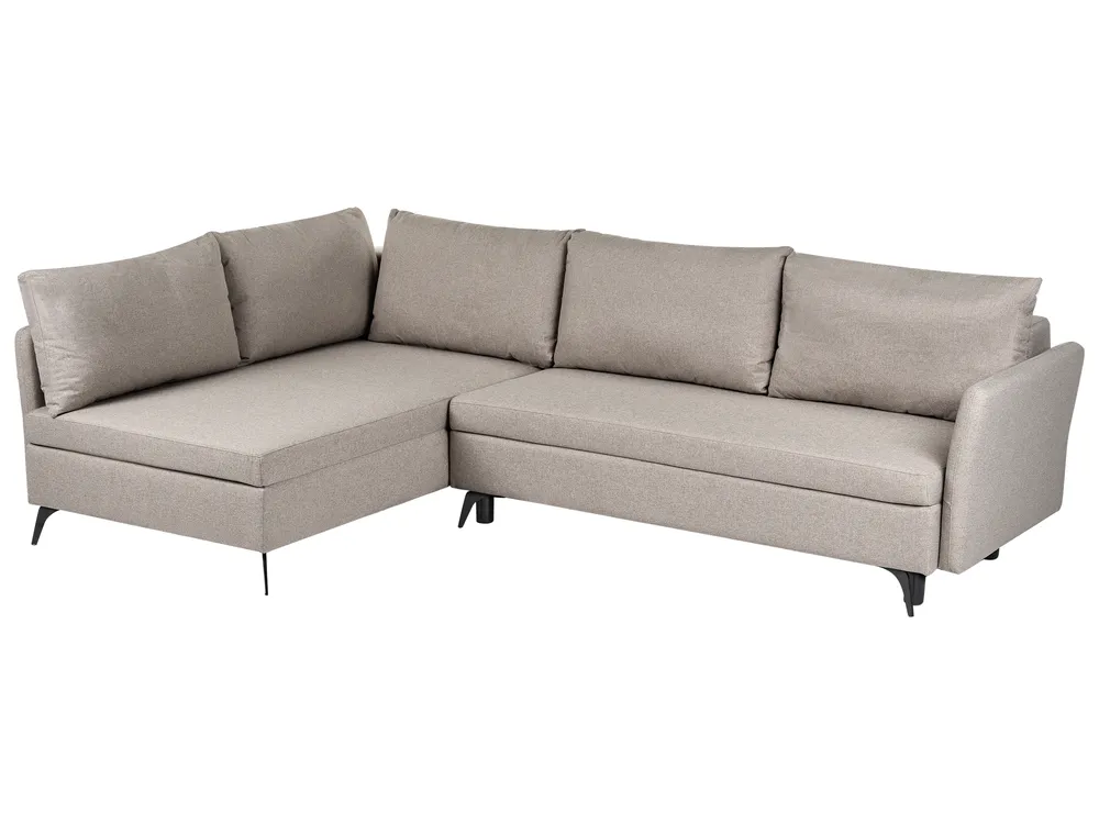 Corner Sofa Bed 3 Seater KOGE with Storage Fabric Beige Right Hand_1082602