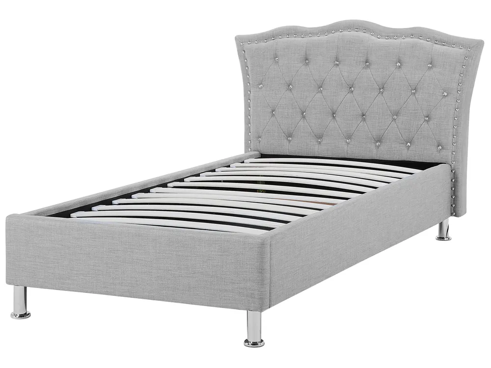 Ottoman Bed METZ Fabric Light Grey 90 x 200 cm (EU Single)_799472