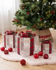 Set of 3 Christmas Decorations LED MANGEN 20/25/35 cm Christmas Gifts Off-White_1025116