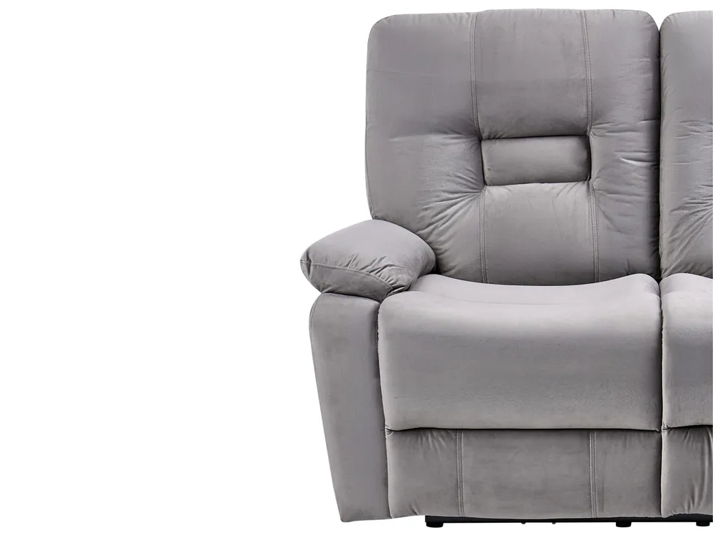 Electric Recliner Sofa 2 Seater BERGEN Velvet Grey_1080336