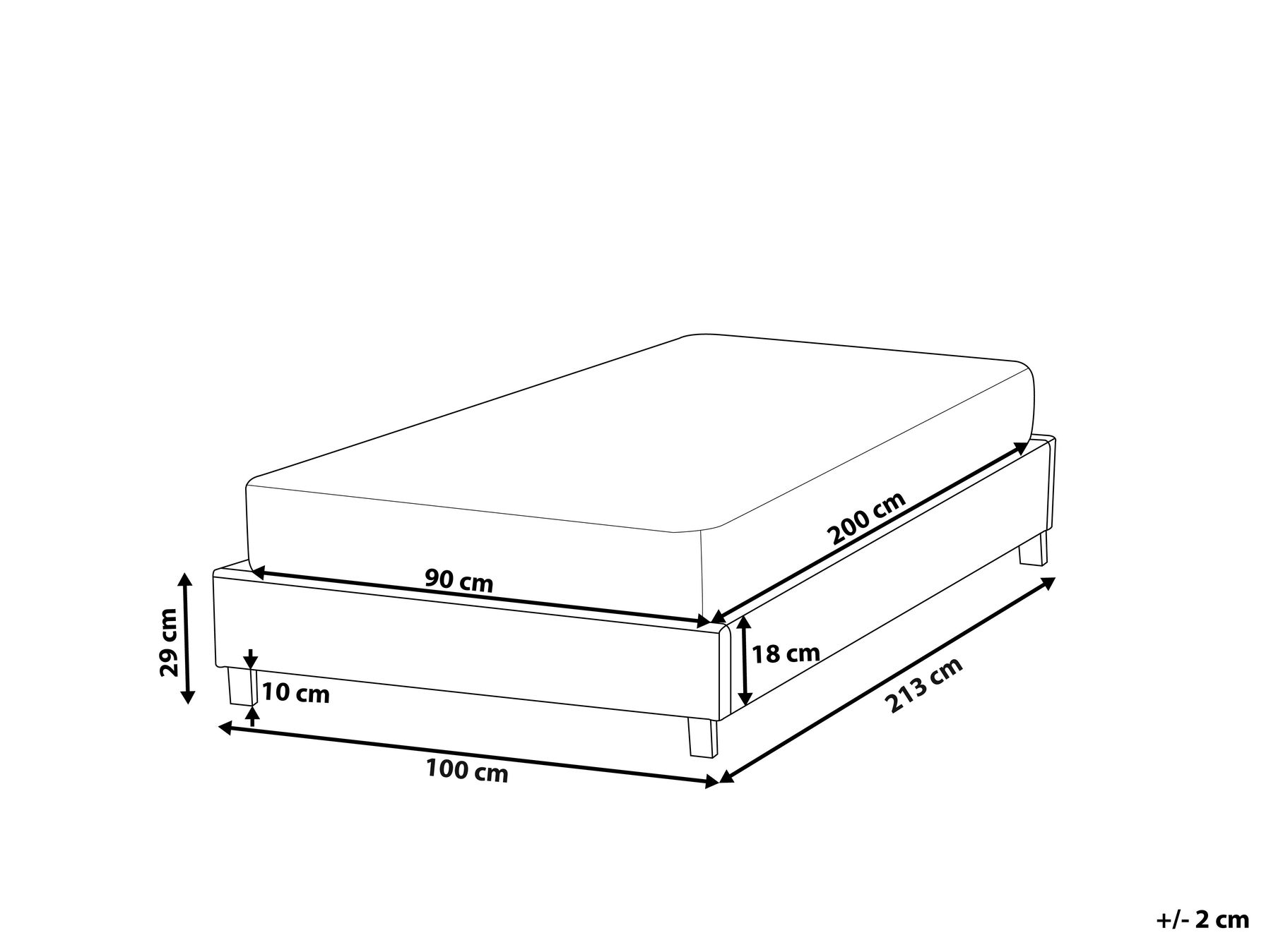 Bed without Headboard Fabric ROANNE 90 x 200 cm (EU Single) Off-White_902934