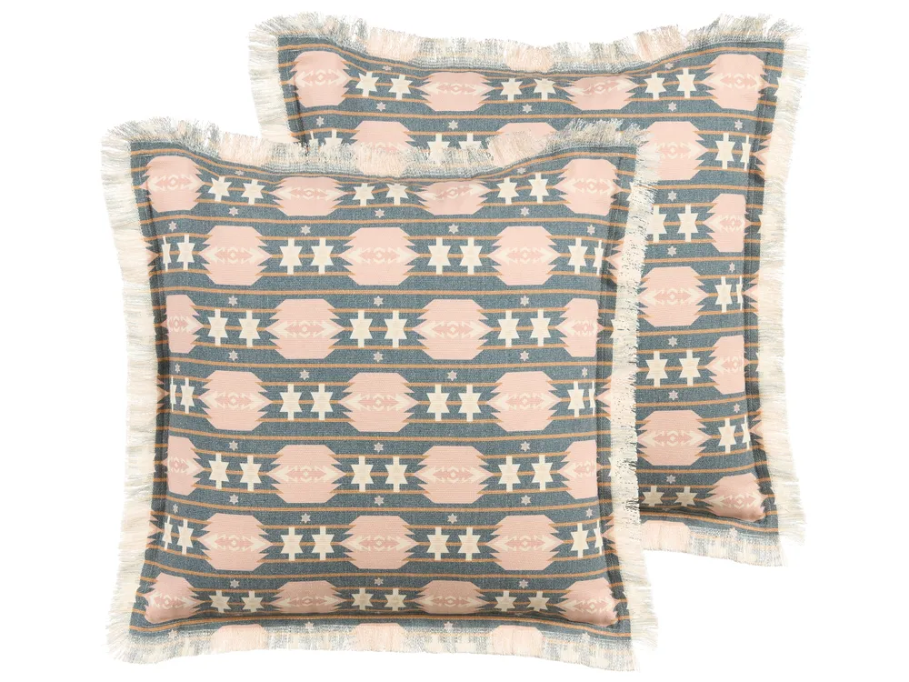 Set of 2 Decorative Cushions DIANTHUS 60 x 60 cm Multicolour Geometric Pattern