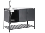 3 Piece Outdoor Kitchen Set with Sink MAENZA Black Metal_981513