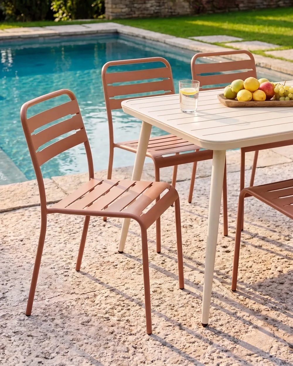 Set of 2 Garden Chairs LEFKADA Metal Brown