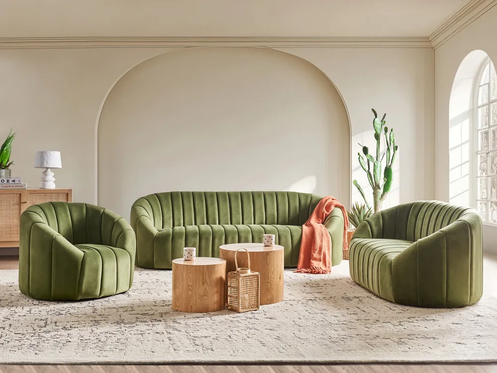 Sofa 3 Seater MALUNG Velvet Dark Green_883979