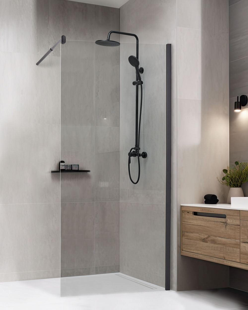 Duschskärm AHAUS 900 x 1900 mm Svart