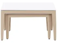 Garden Corner Sofa with Table 6 Seater RIMA III Modular Metal Light Beige Left Hand_918152
