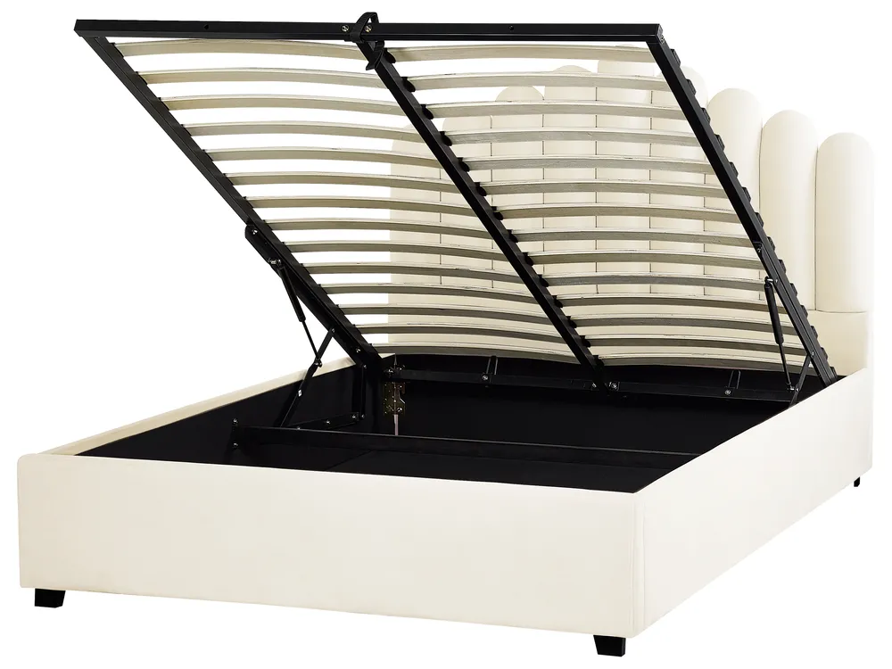 Ottoman Bed VINCENNES Velvet Off-White 140 x 200 cm (EU Double)