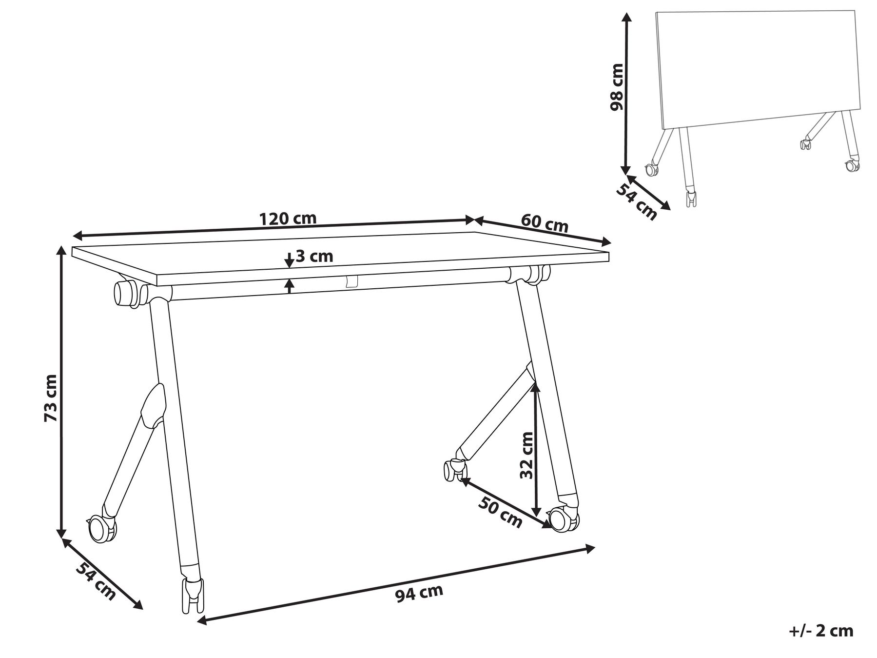 Työpöytä taitettava BENDI 120 cm 60 cm Tummanruskea_1030678