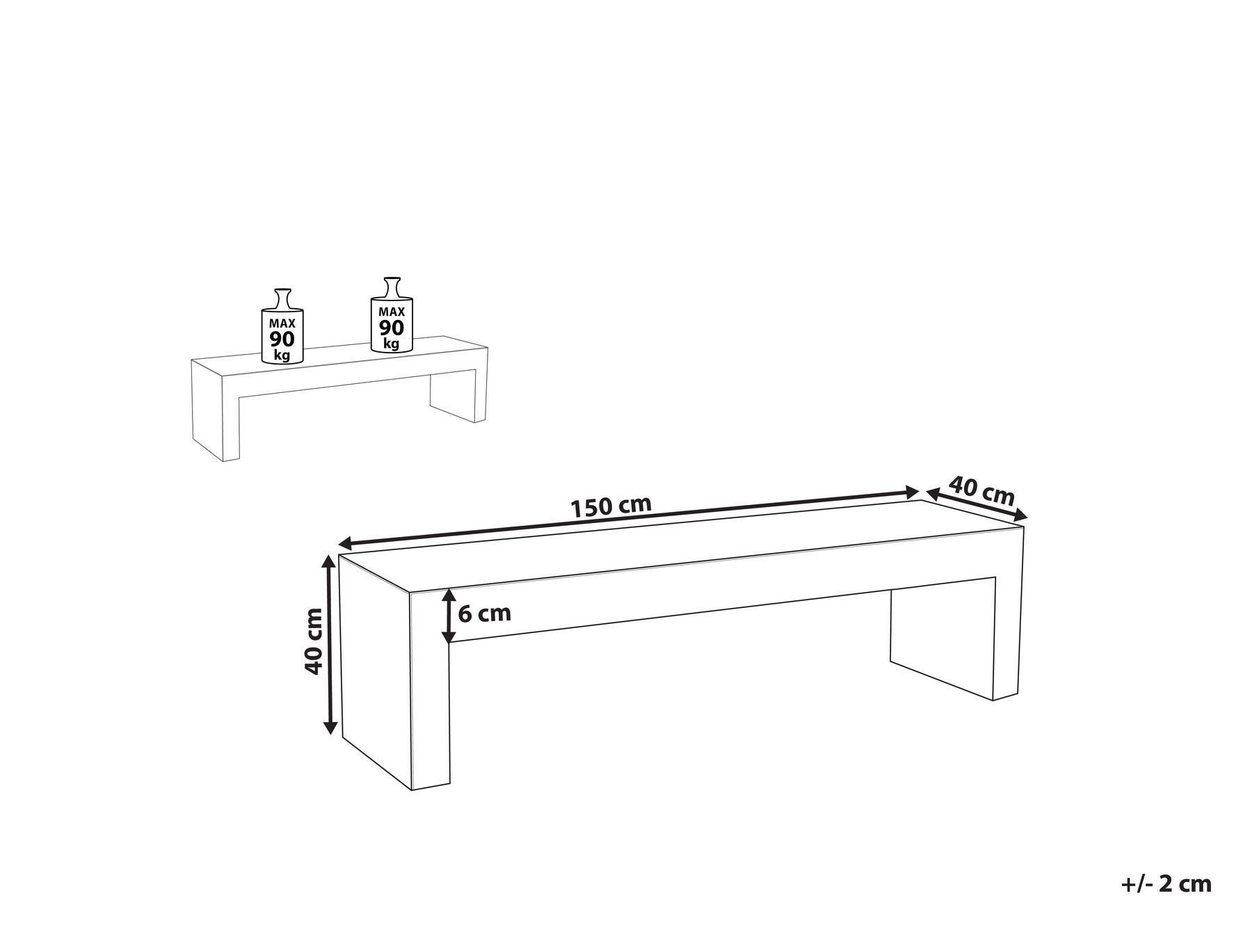 Trädgårdsbänk TARANTO 150 cm Betong Grå_807634