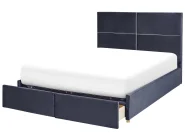 Ottoman Bed VERNOYES Velvet Black 160 x 200 cm (EU King Size)_861446