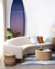 Throw Cushion TILIA 45 x 45 cm Cotton Blue Geometric Pattern_860362