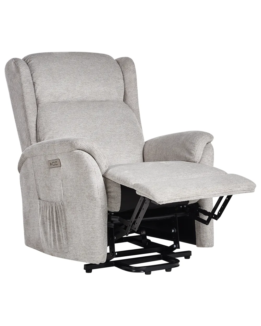 Electric Recliner Chair ELEGY with Footrest Fabric Light Grey