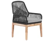 Garden Dining Set 4 Seater ORISTANO with Cushions Concrete Black_945923