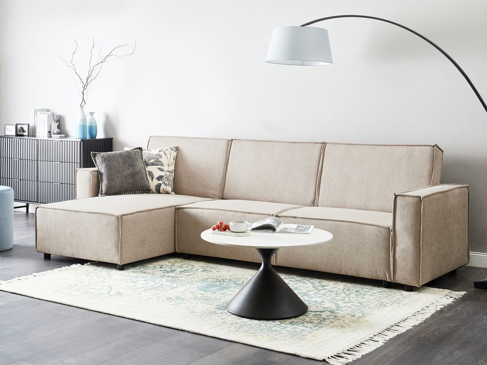 Hörnbäddsoffa ROMEDAL II Beige Högervänd