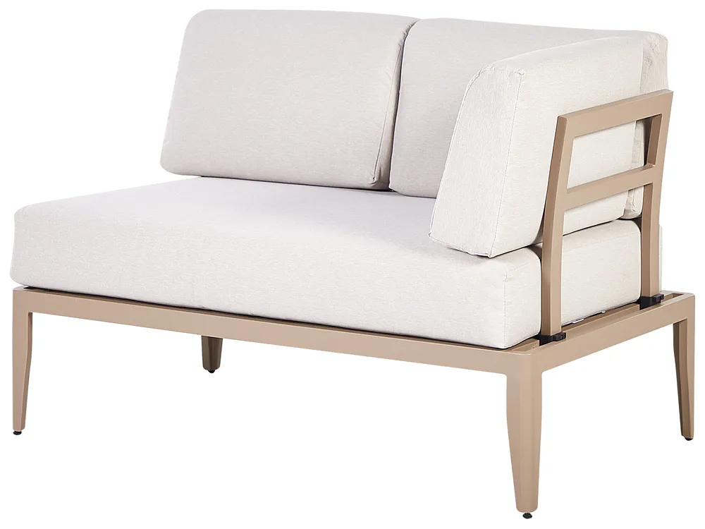 Garden Corner Sofa with Table 6 Seater RIMA III Modular Metal Light Beige Left Hand_908292