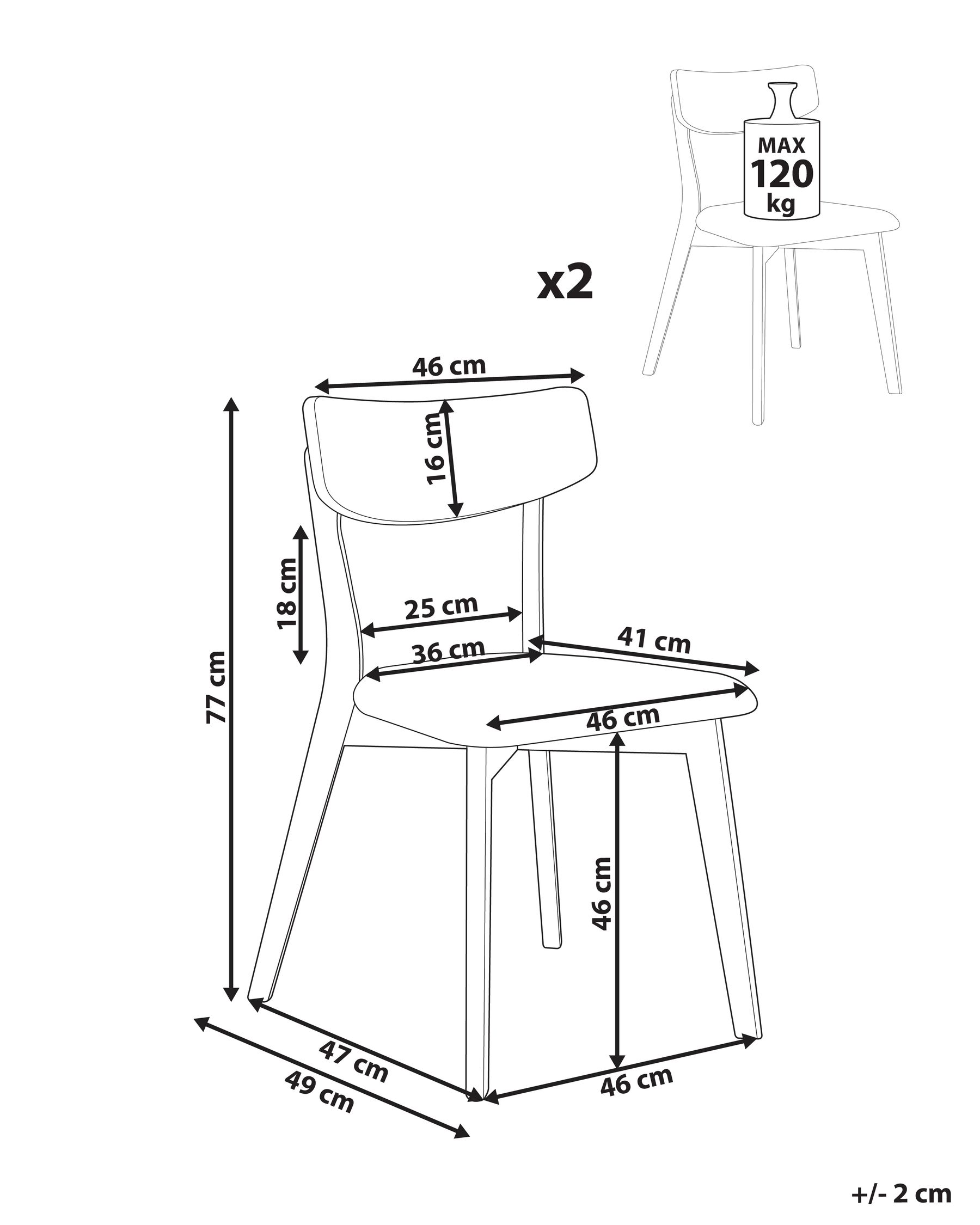 Set med 2 matstolar HOLLY Trä Ljusbrun/ Grå_952314