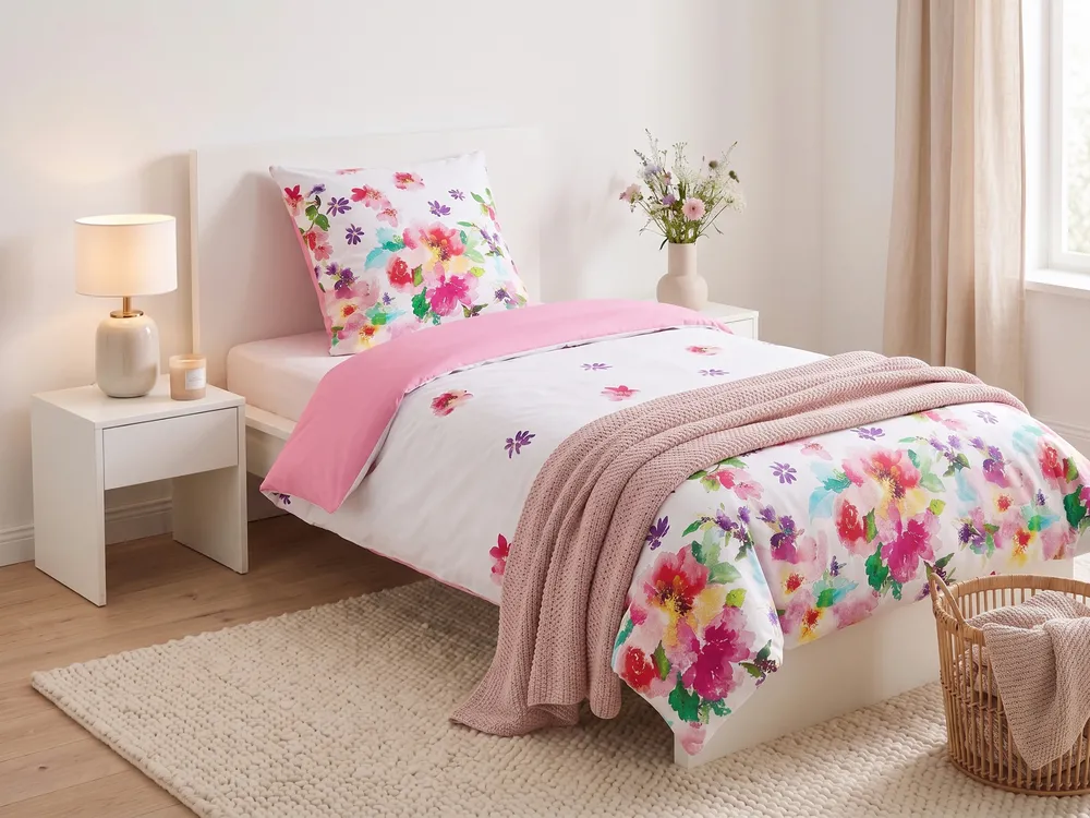 Duvet Cover Set LARYNHILL 135 x 200 cm Sateen Cotton Pink