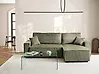 Corner Sofa Bed ABACKA with Storage Corduroy Green Left Hand