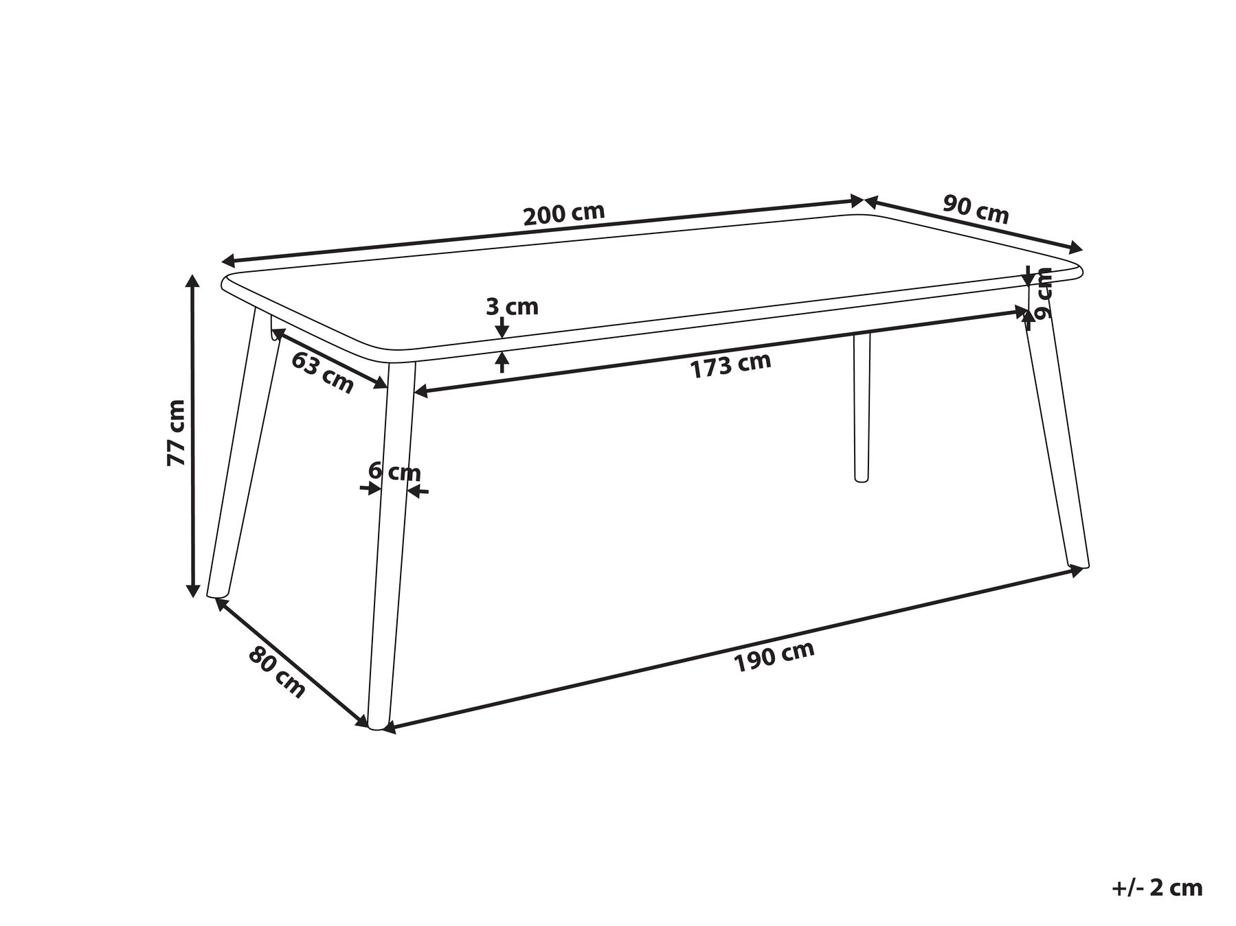 Dining Table KEHO Dark Oak 200 cm 90 cm_1010872