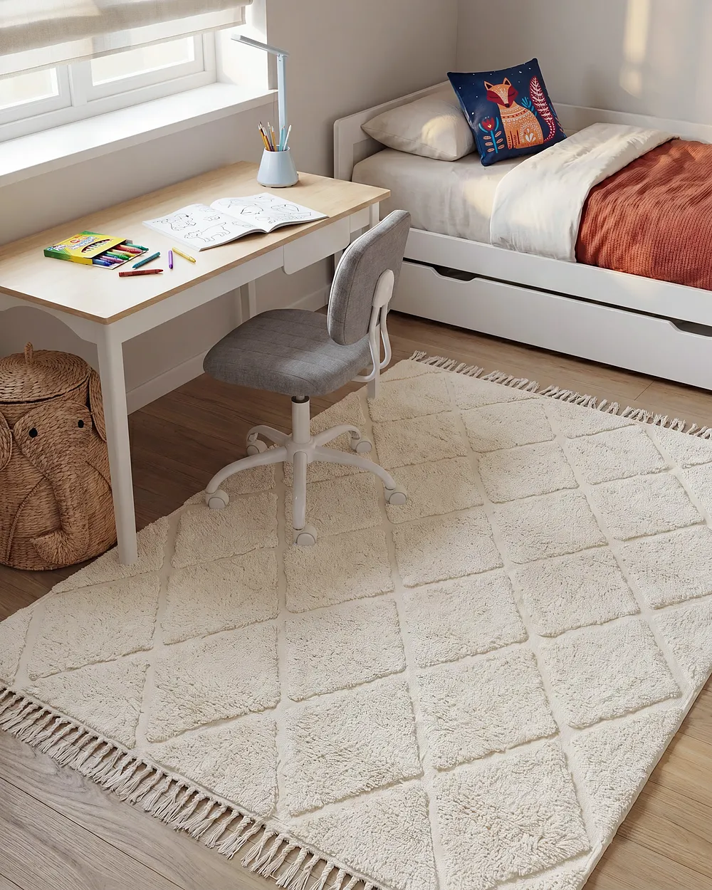 Barneteppe XELDEM  Lys beige 140 x 200 cm Bomull