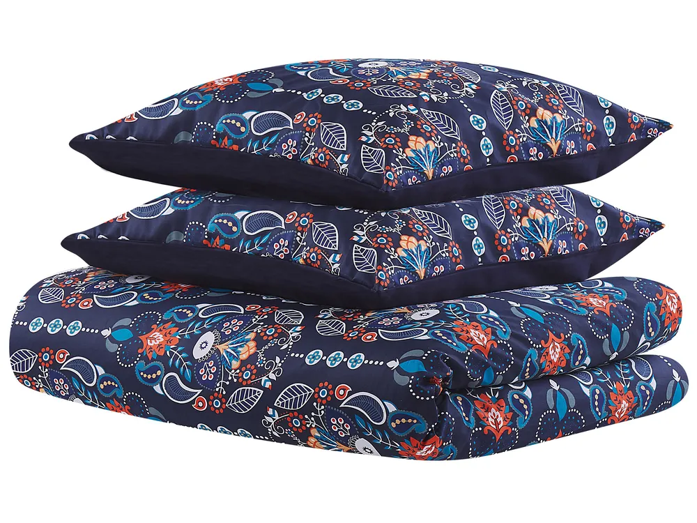Duvet Cover Set MADRONA 135 x 200 cm Sateen Cotton Dark Blue_803123