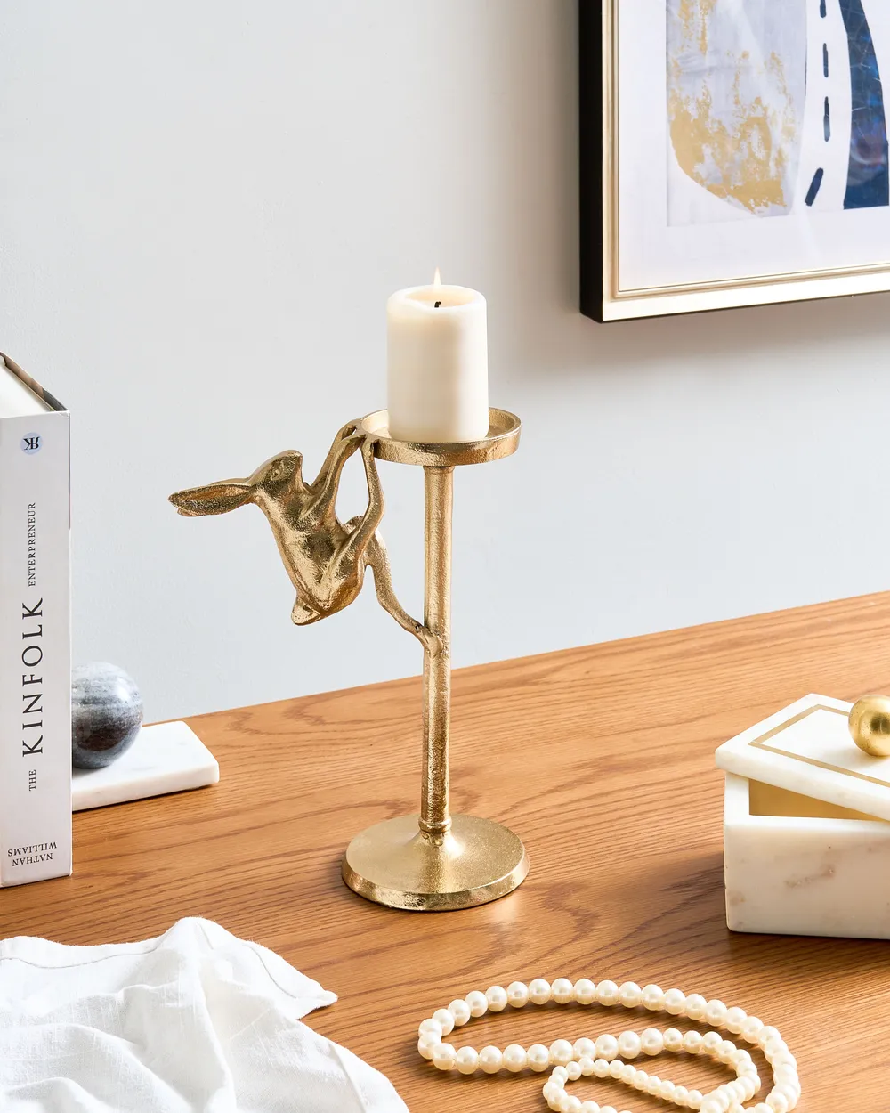 Candle Holder KOSOR 25 cm Metal Gold_1022195