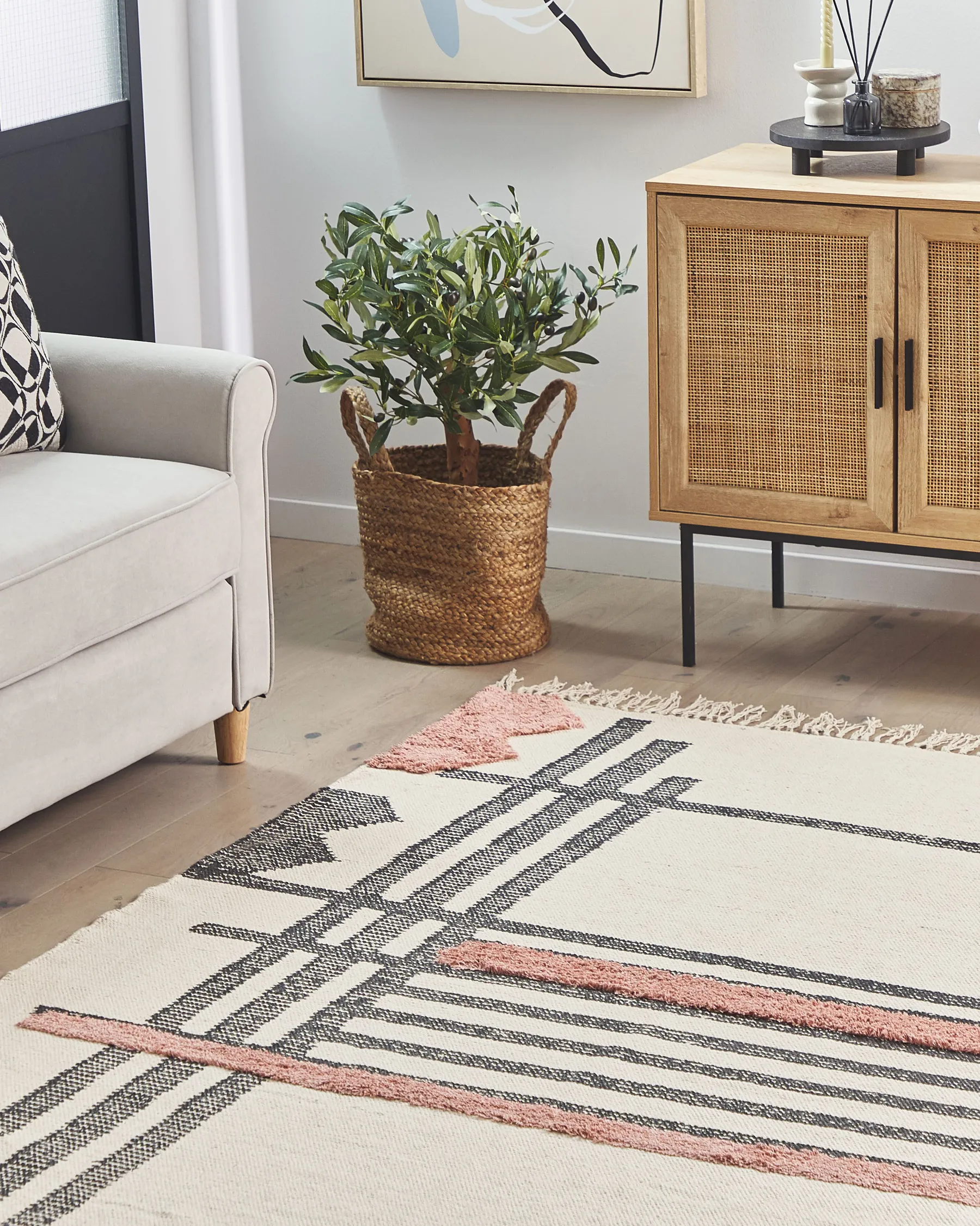 Rug MURADIYE Beige 140 x 200 cm Cotton_817039
