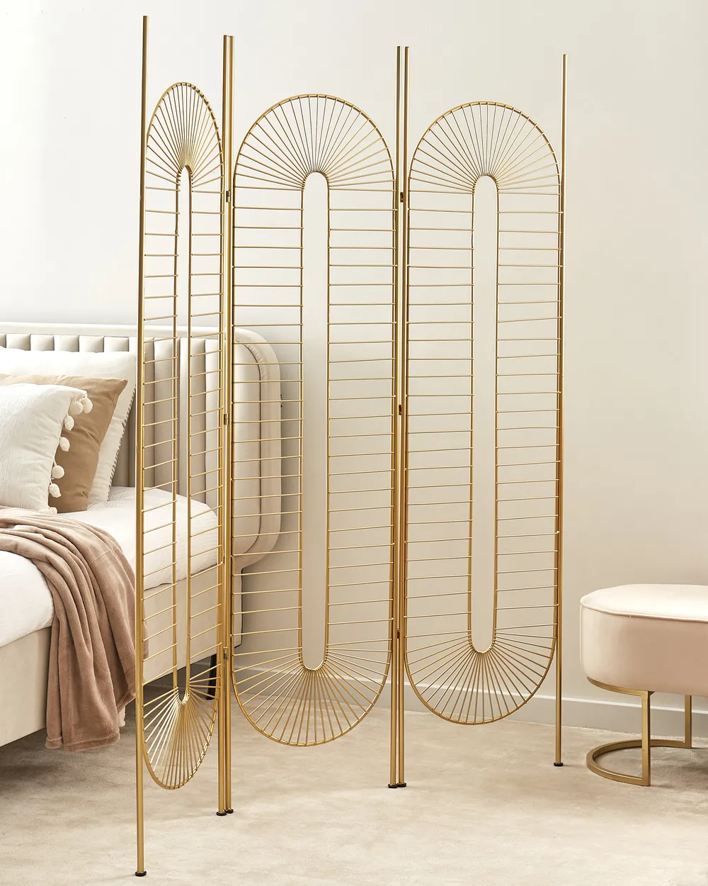 3 Panel Room Divider NOALE 135 cm 170 cm Gold_979939