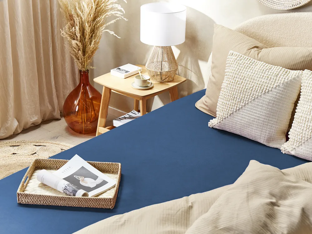 Cotton Fitted Sheet Navy Blue JANBU Various Sizes