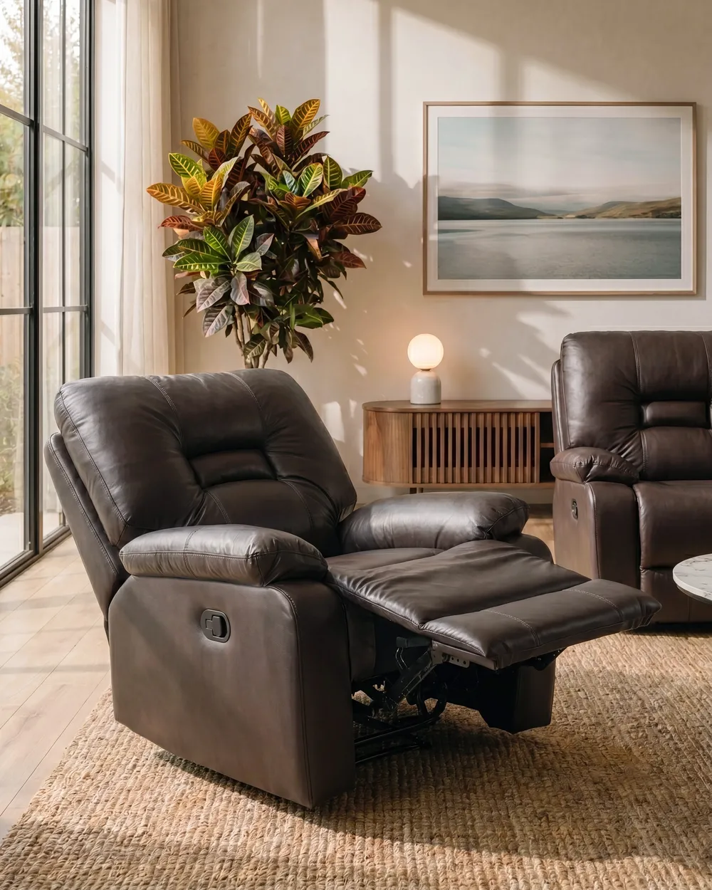 Recliner Chair BERGEN with Footrest Faux Leather Brown_853932