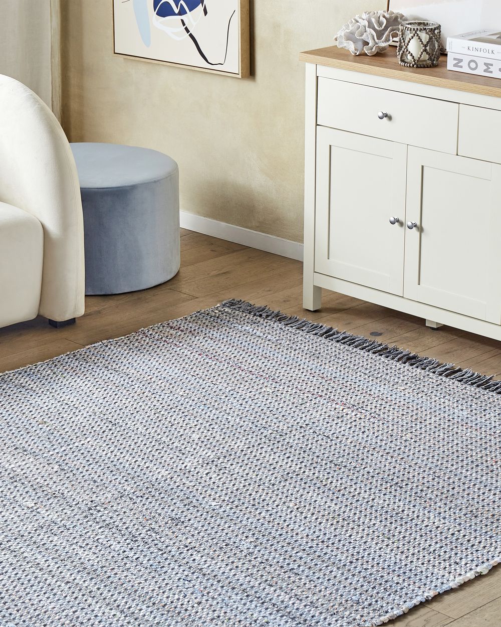 Rug BESNI Grey 140 x 200 cm Cotton