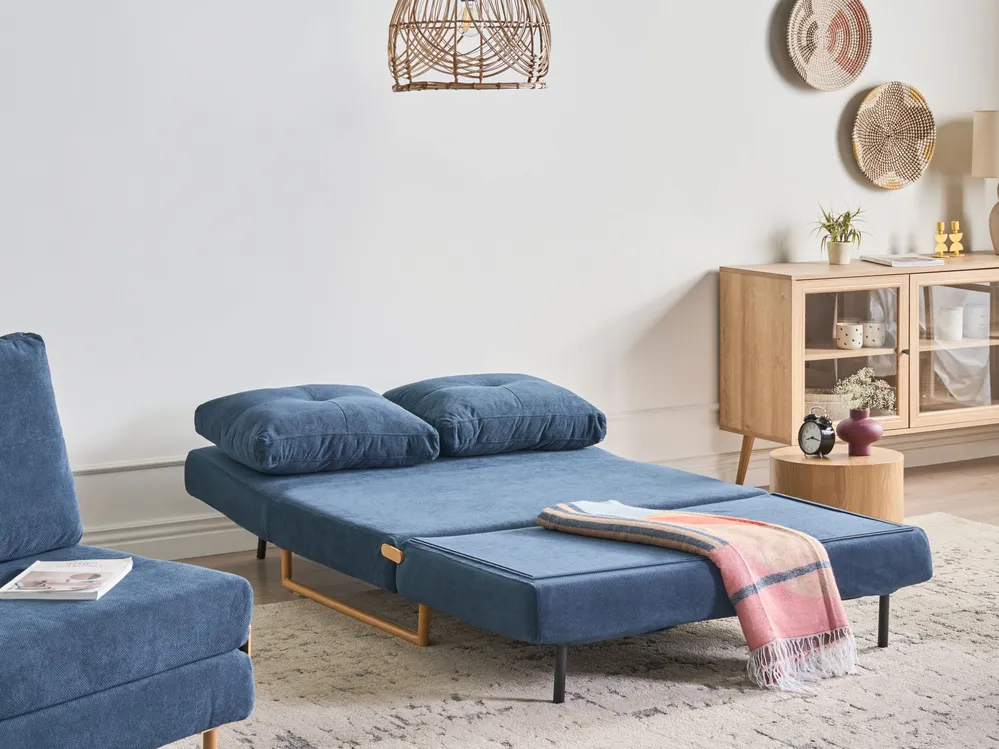 Living Room Set 6 Seater JERSLEV Fabric Blue_1016694