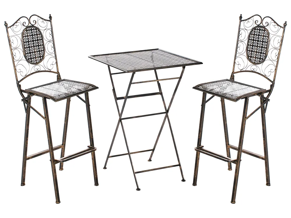 Garden Bar Set Folding BORMIO Metal Black