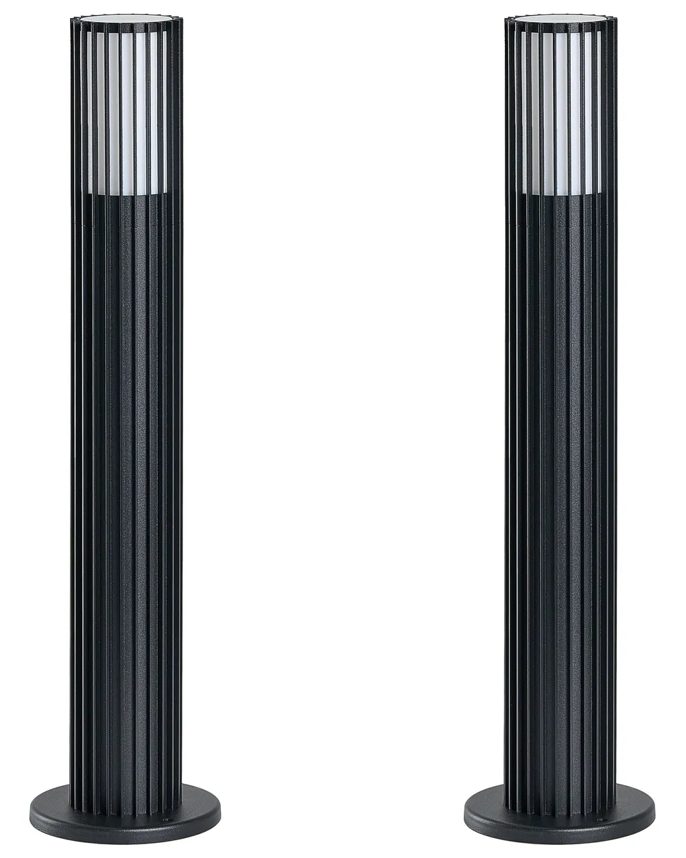 Set of 2 Outdoor Bollard Lamps ERNAN Black