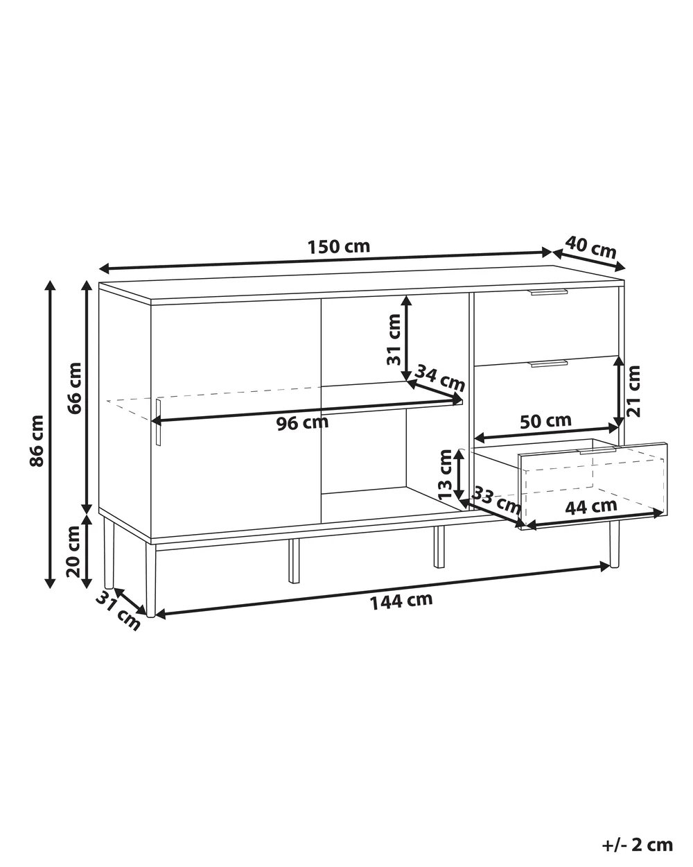 Glass Display Sideboard LEDUC White_1025045