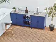 3 Piece Outdoor Kitchen Set with Sink VILAMA Blue Metal_974598