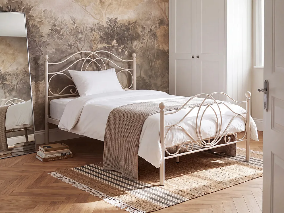Sänky Metalli LYRA 120 x 200 cm Vaaleanbeige