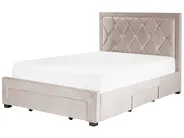 Bed with Storage Drawers LIEVIN Velvet Beige 140 x 200 cm (EU Double)_858024