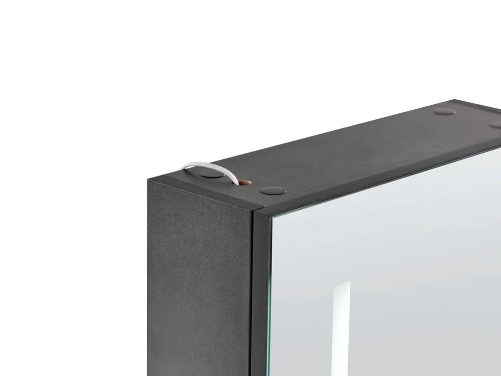 Bathroom Wall Mounted Mirror Cabinet LED CAMERON 40 cm 60 cm Black_905797