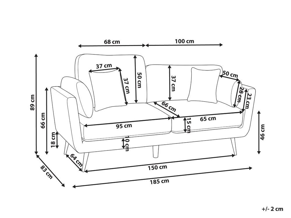Sofa 3 Seater BOLGA Fabric Brown_1075104