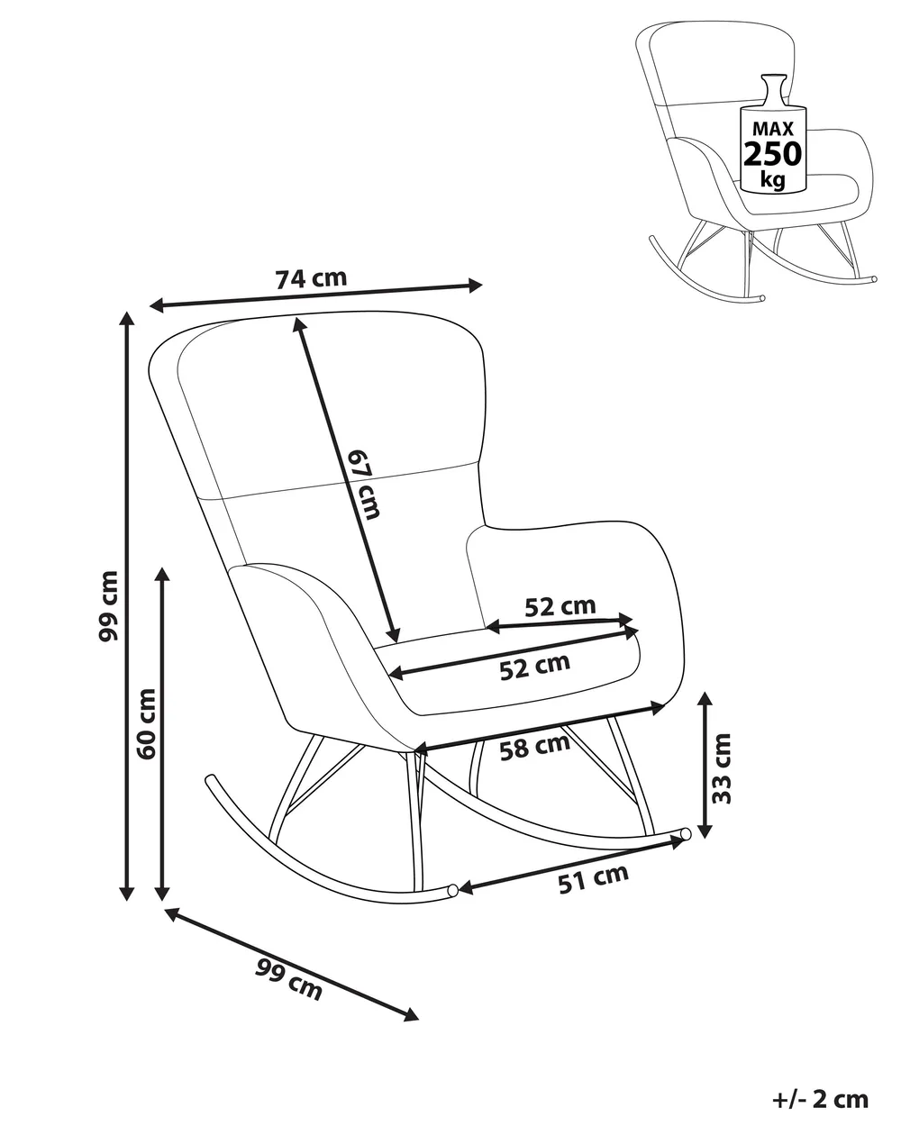 Rocking Chair ANASET Boucle White_855447