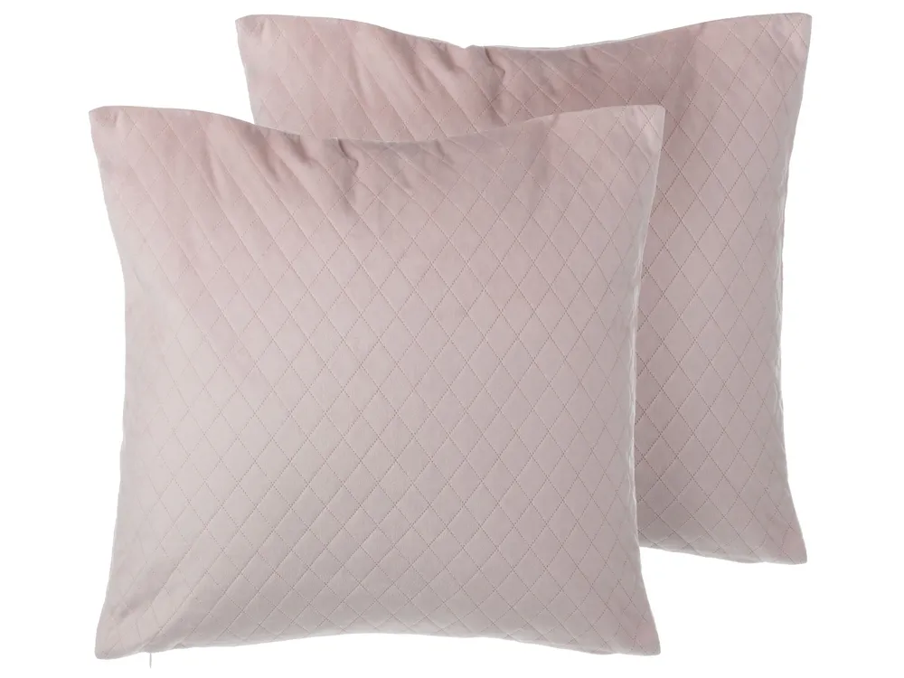 Set of 2 Decorative Cushions PASQUE 45 x 45 cm Velvet Pink Solid