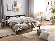 Bed Pine Wood FLORAC 140 x 200 cm (EU Double) Navy Blue_1171929