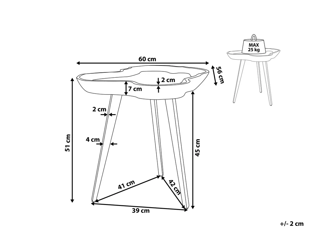 Side Table ELSA Teak Wood Brown_678498