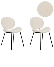 Set of 2 Dining Chairs LUANA Boucle White_873681