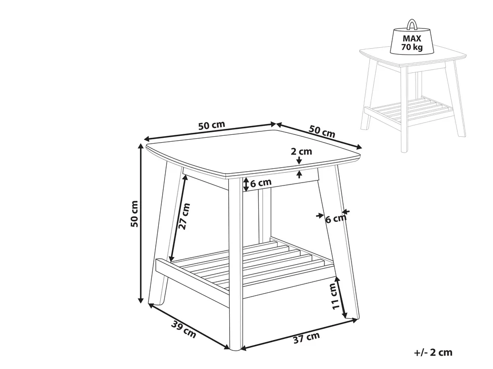 Side Table TULARE Wood Light Brown_823416