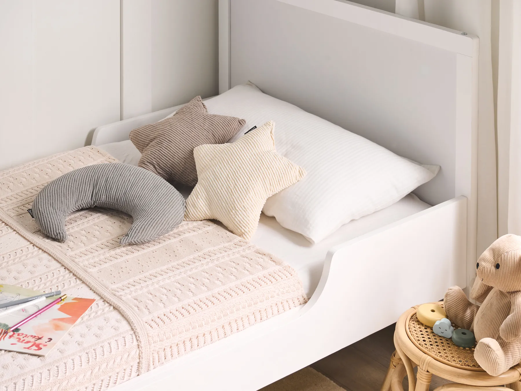 Set of 3 Decorative Cushions LUNA Corduroy 35 x 30 cm 35 x 35 cm Multicolour Solid_1039773