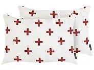 Koristetyynysetti 2 kpl VELLEIA 50 x 35 cm Puuvilla Valkoinen Geometrinen kuvio_1185280