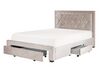 Bed with Storage Drawers LIEVIN Velvet Beige 140 x 200 cm (EU Double)